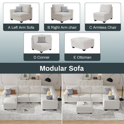 Oversized Modular Sectional Sofa with Ottoman