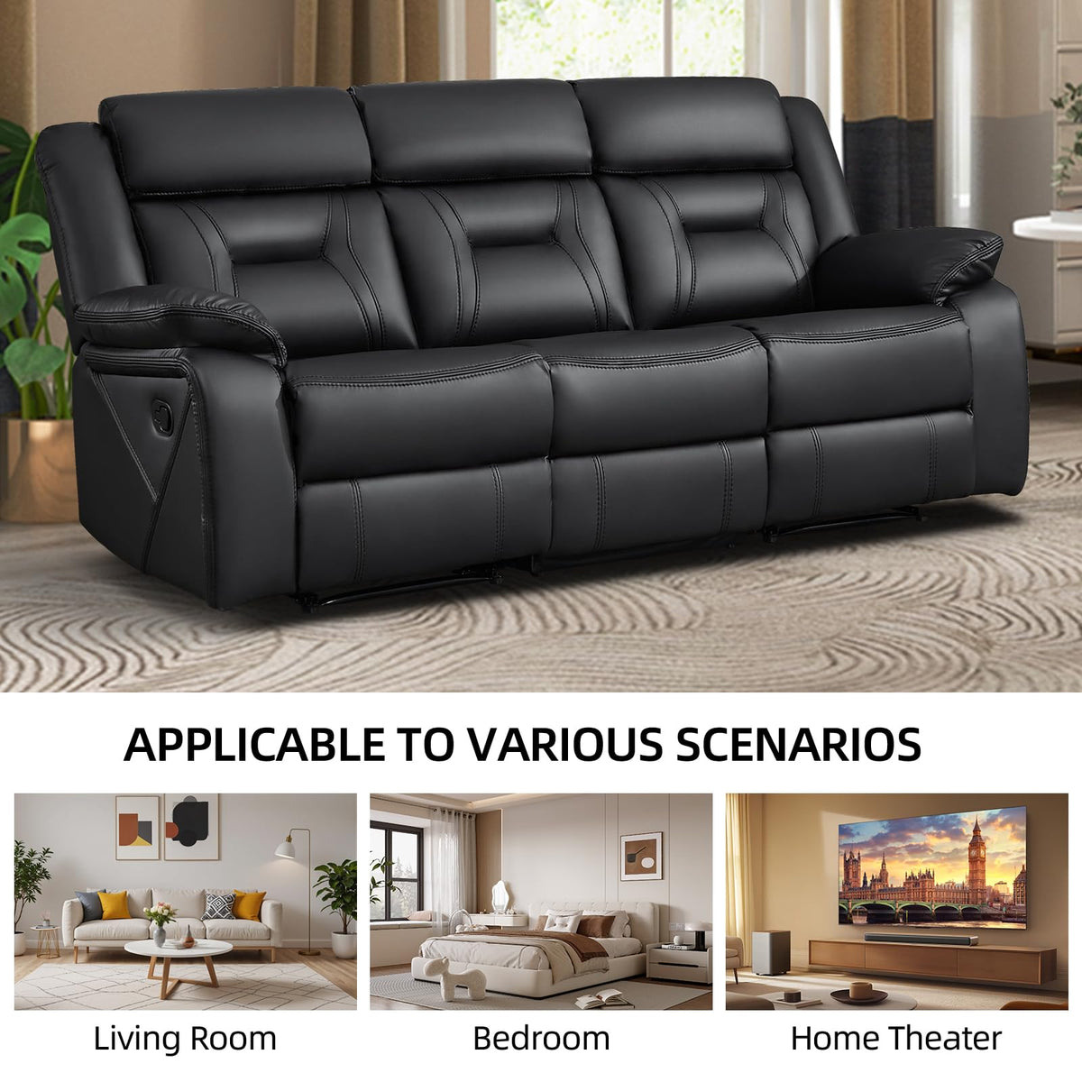 Faux Leather Reclining Living Room Furniture Set