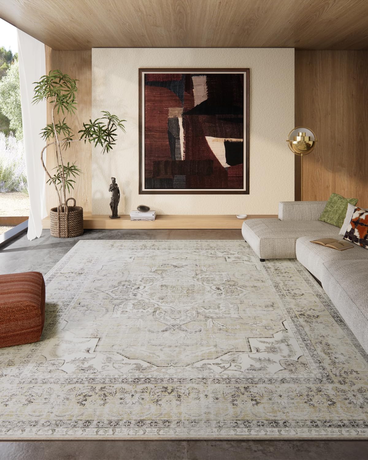 Washable Vintage Runner Rug with Non-Slip Backing
