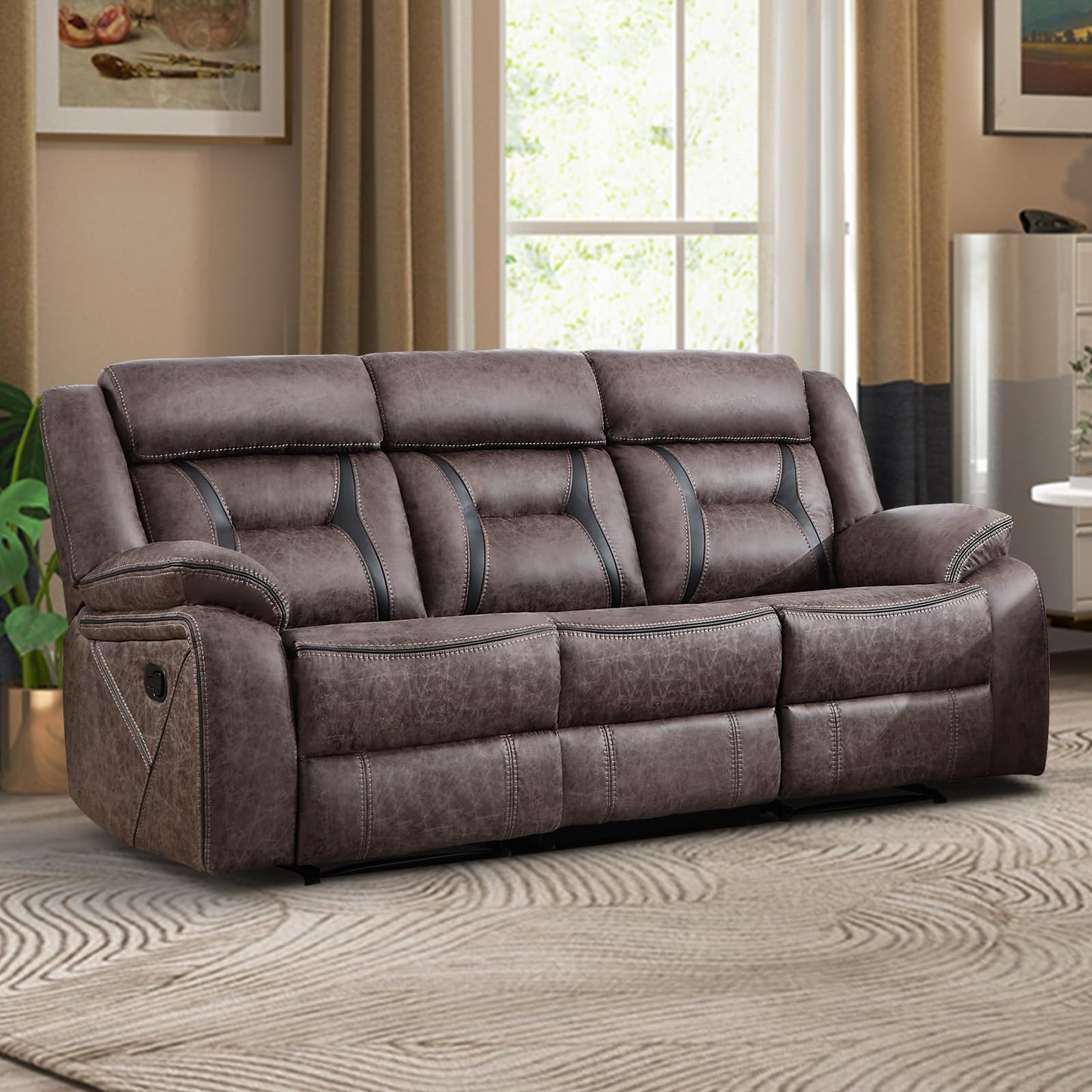 Faux Leather Reclining Living Room Furniture Set