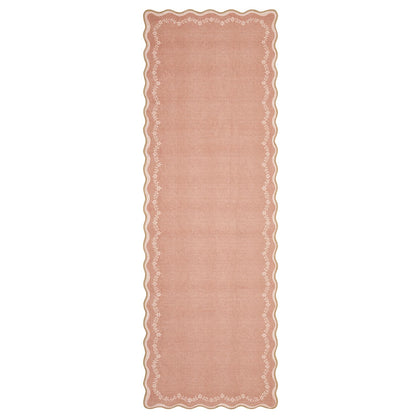 Scalloped Washable Area Rug with Non-Slip Backing