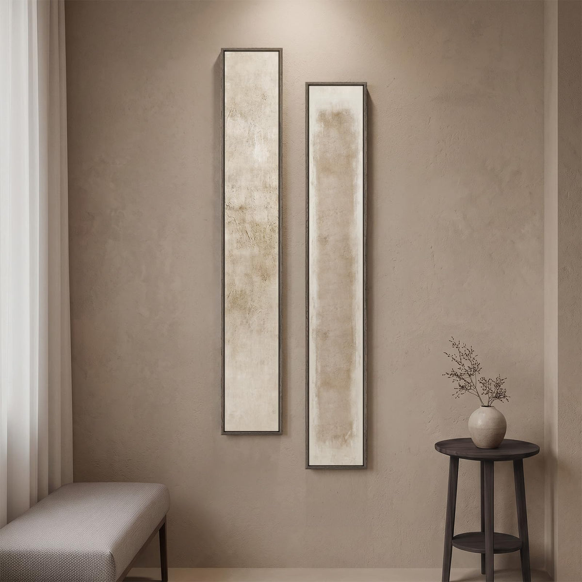 Vertical Abstract Framed Canvas Wall Art Set of 2