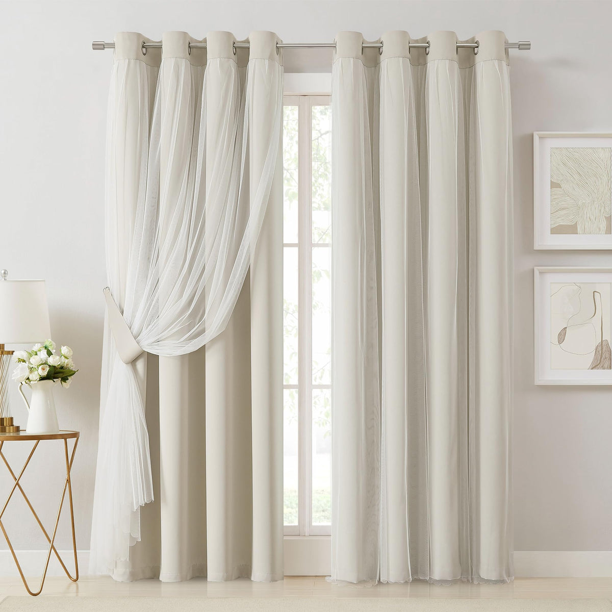 Overlay Grommet Curtains with Layered Draping