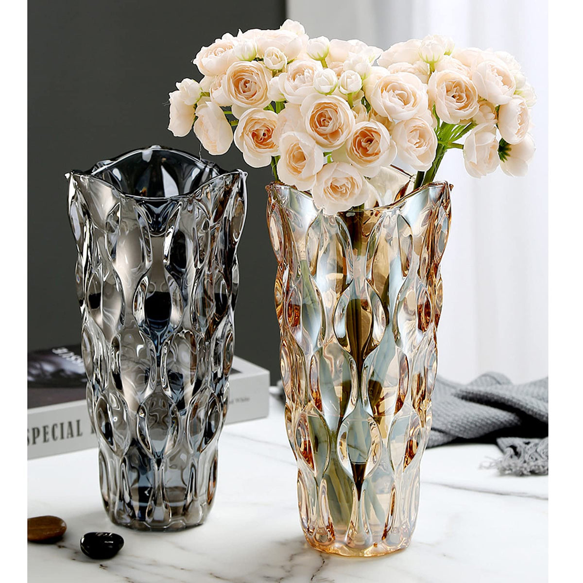Thick Glass Flower Vase for Table Centerpieces