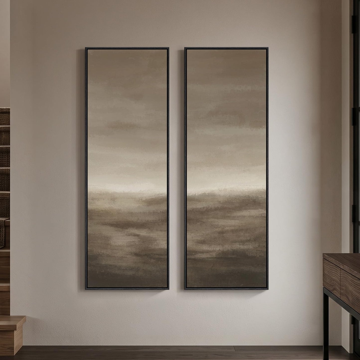 Vertical Abstract Framed Canvas Wall Art Set of 2
