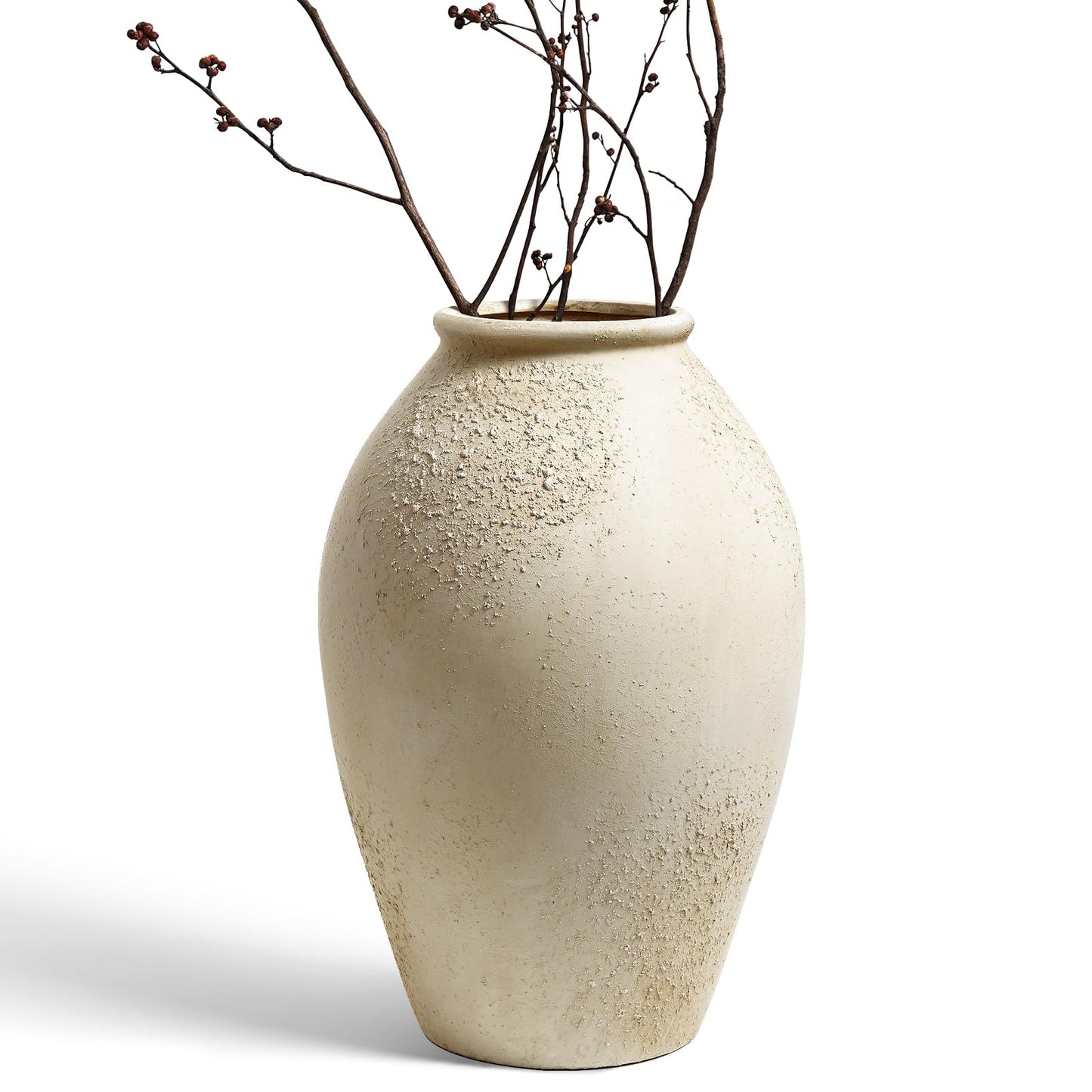 Wabi Sabi Rustic Ceramic Floor Vase in Greige