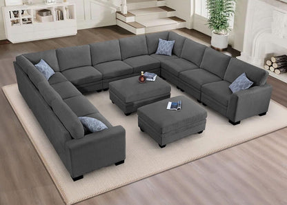 Oversized Modular Sectional Sofa with Ottoman