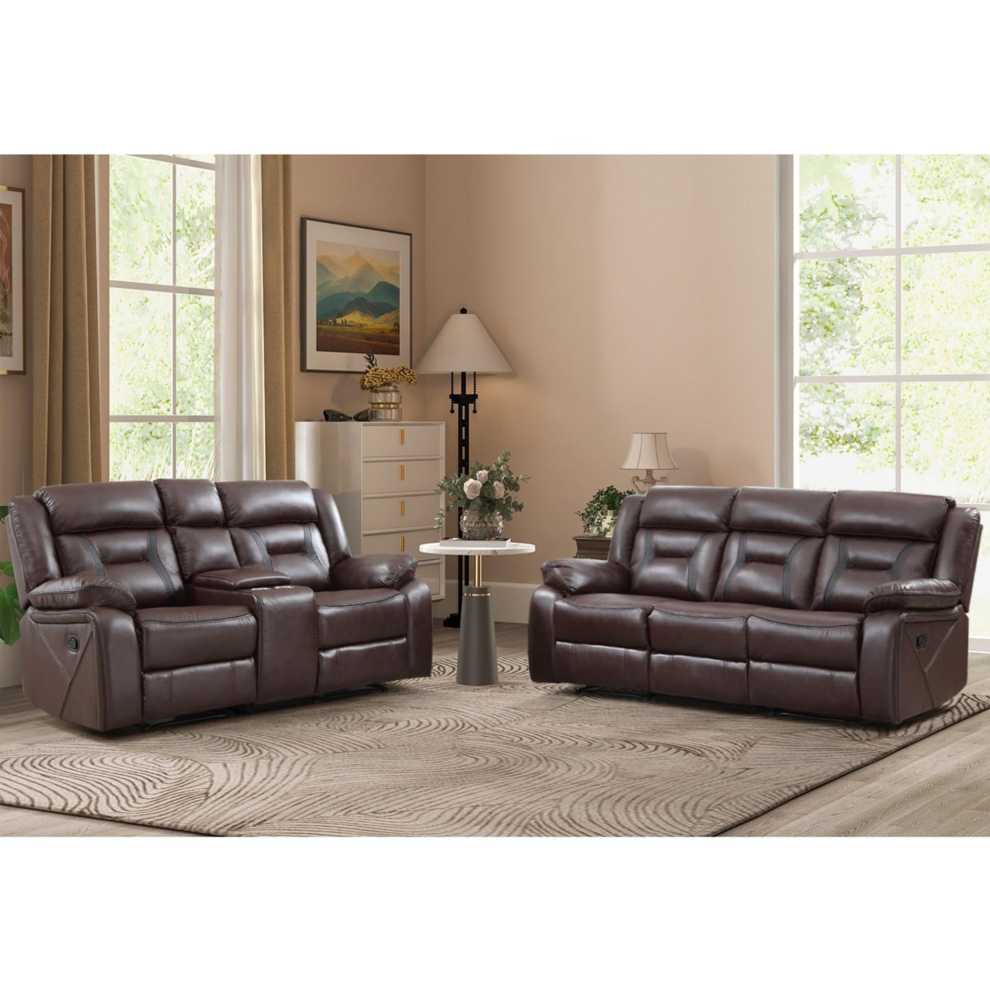 Faux Leather Reclining Living Room Furniture Set