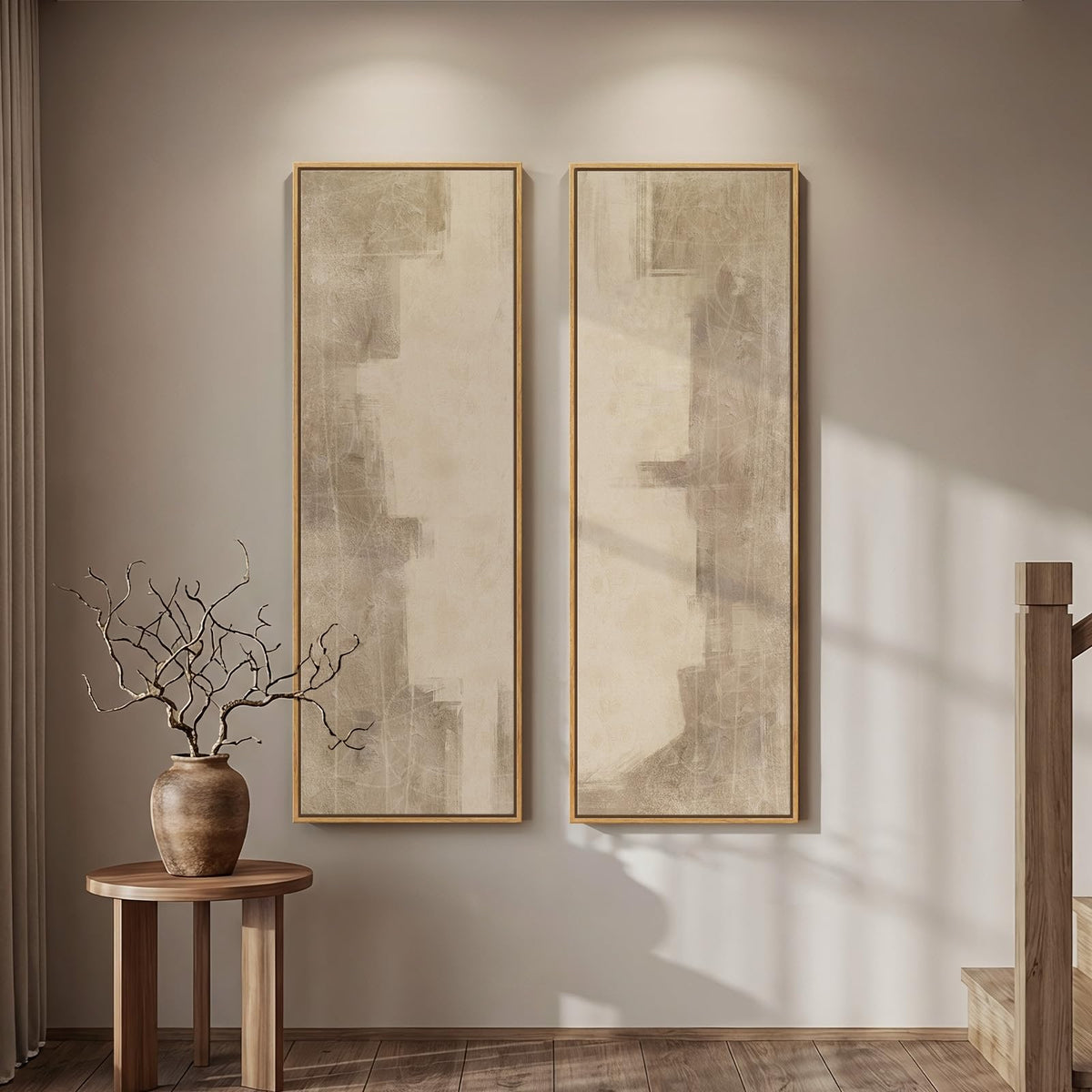 Vertical Abstract Framed Canvas Wall Art Set of 2