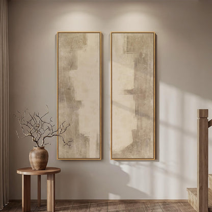 Vertical Abstract Framed Canvas Wall Art Set of 2
