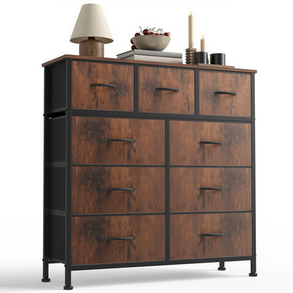 7-Drawer Fabric Dresser with Wood Top and Steel Frame