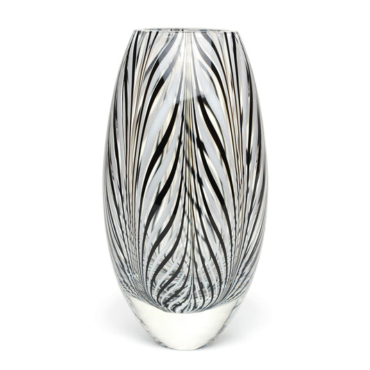 Feather Pattern Decorative Vase with Sculptural Form