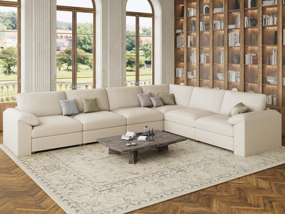 Faux Leather Modular Sectional Sofa for Large Spaces