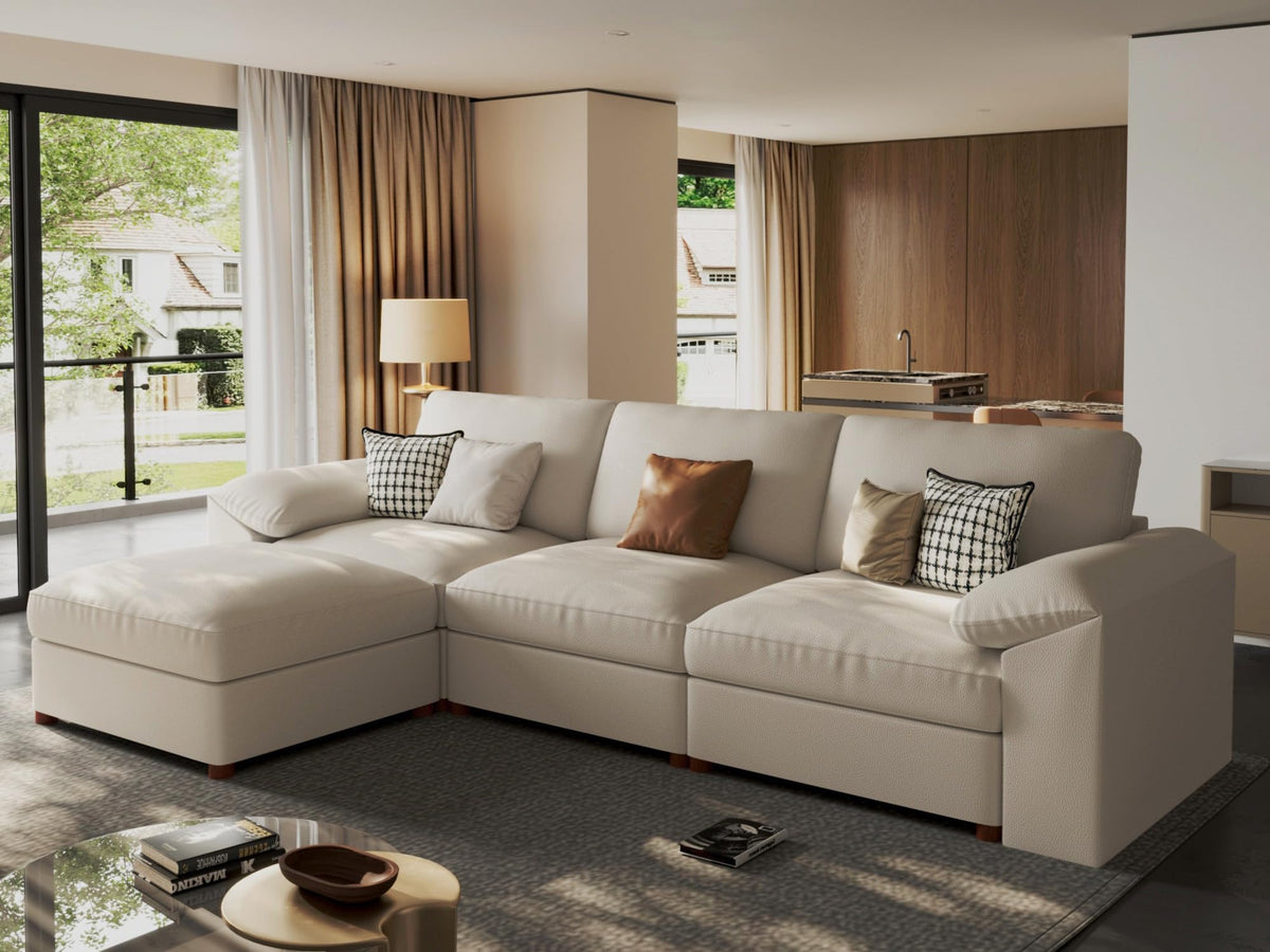 Faux Leather Modular Sectional Sofa for Large Spaces