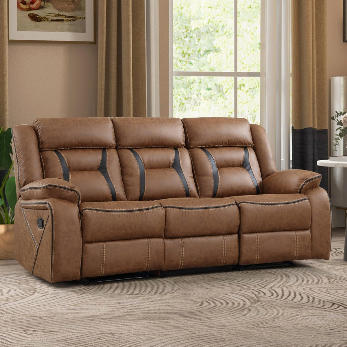 Faux Leather Reclining Living Room Furniture Set