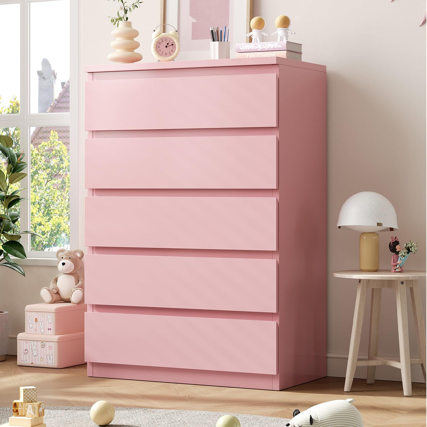 Modern 5-Drawer Bedroom Dresser with Slim Profile