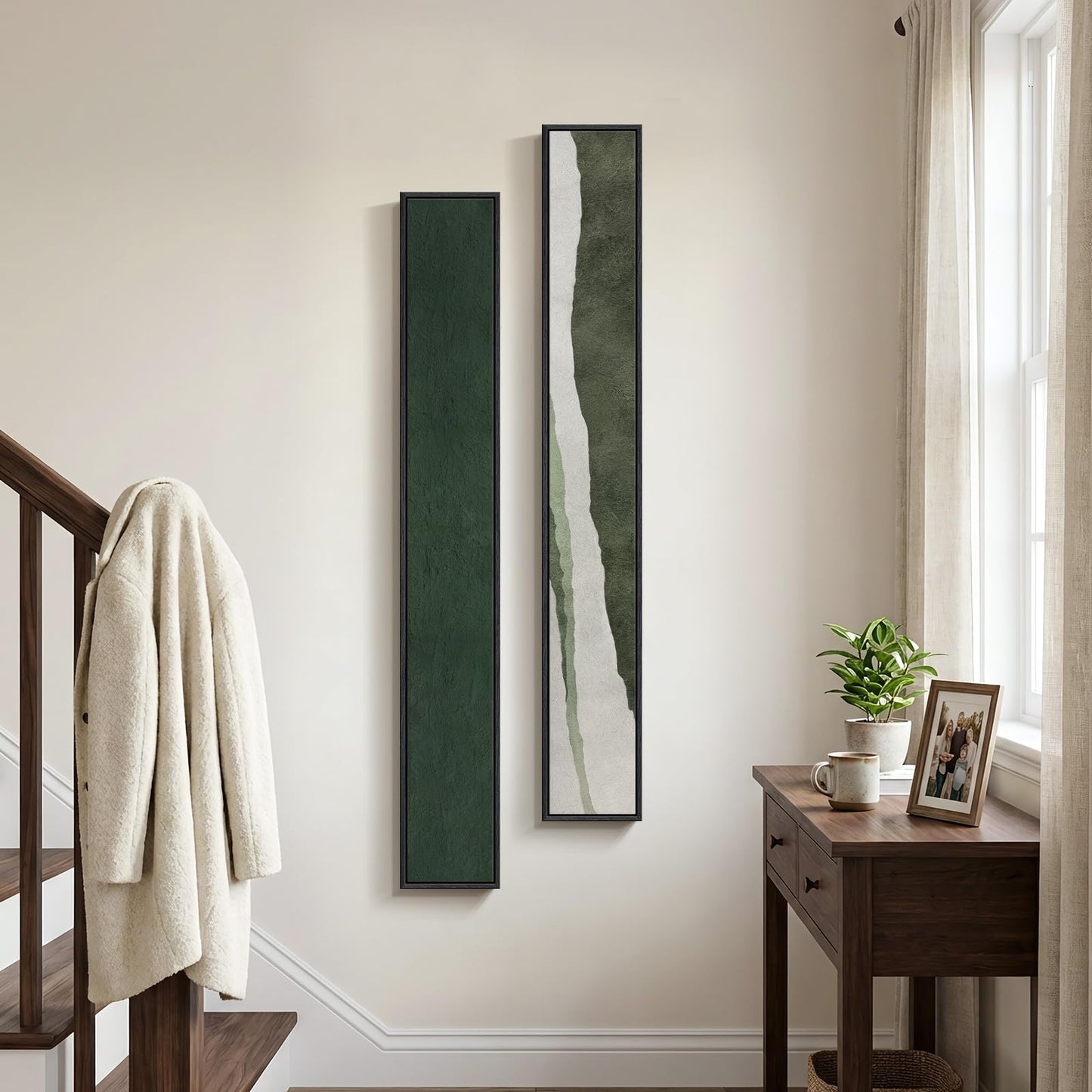 Vertical Abstract Framed Canvas Wall Art Set of 2