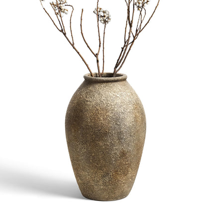 Wabi Sabi Rustic Ceramic Floor Vase in Greige