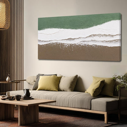 Abstract Green & White Textured Canvas Wall Art