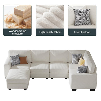 Oversized Modular Sectional Sofa with Ottoman