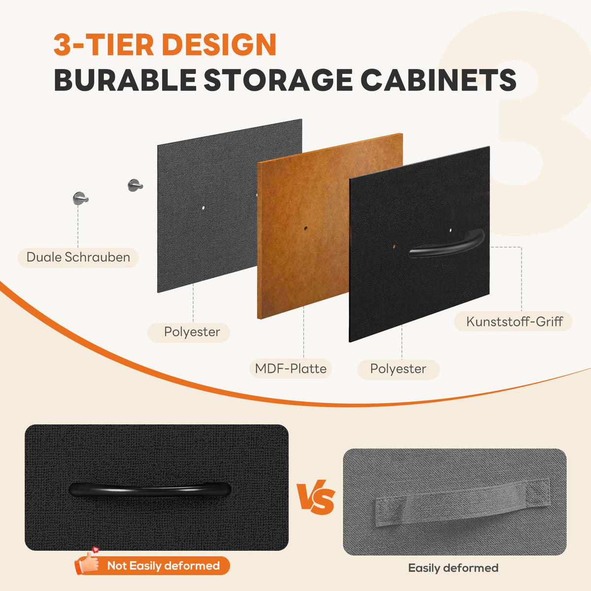 7-Drawer Fabric Dresser with Wood Top and Steel Frame