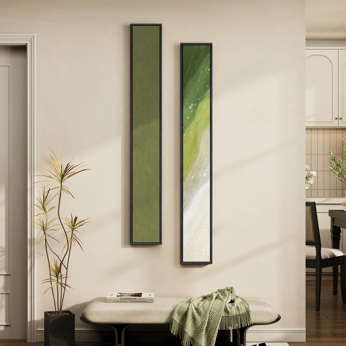 Vertical Abstract Framed Canvas Wall Art Set of 2
