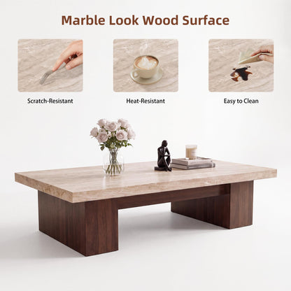 Large Rectangular Coffee Table with Spacious Top