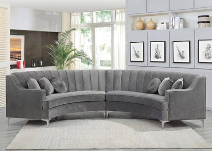 Curved Velvet Modular Sectional Sofa with Deep Seat