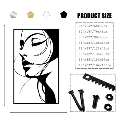 Abstract Woman Face Metal Wall Art in Gold