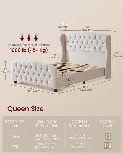 Upholstered Platform Bed with Tall Headboard
