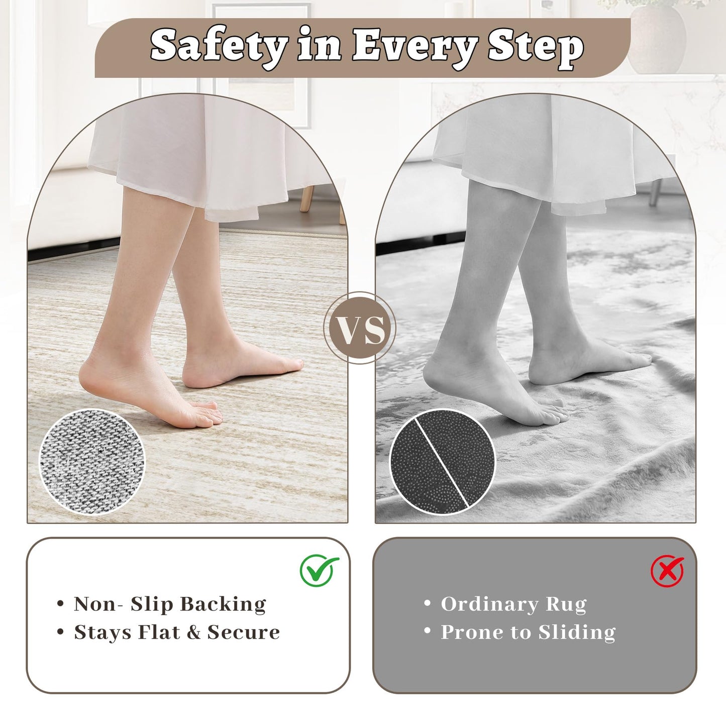 Washable Modern Area Rug with Non-Slip Backing