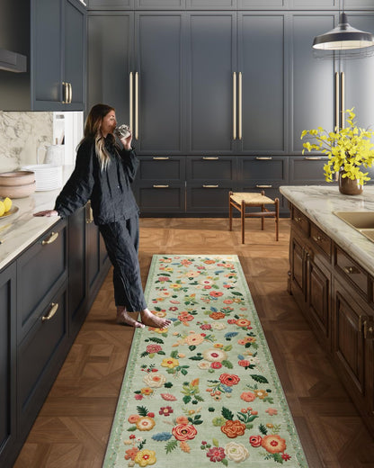 Washable Vintage Runner Rug with Non-Slip Backing