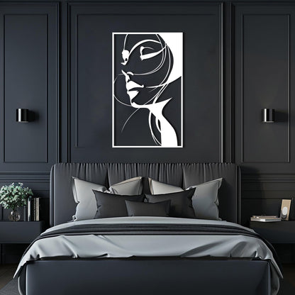 Abstract Woman Face Metal Wall Art in Gold