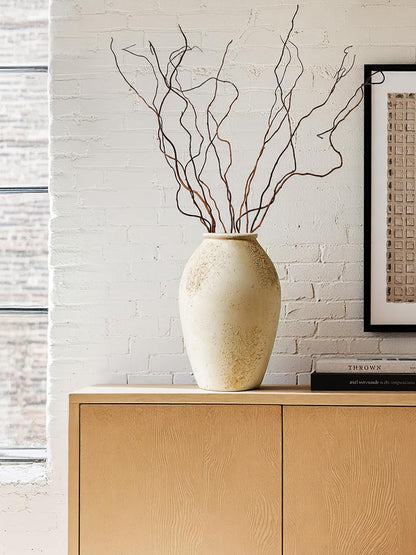 Wabi Sabi Rustic Ceramic Floor Vase in Greige