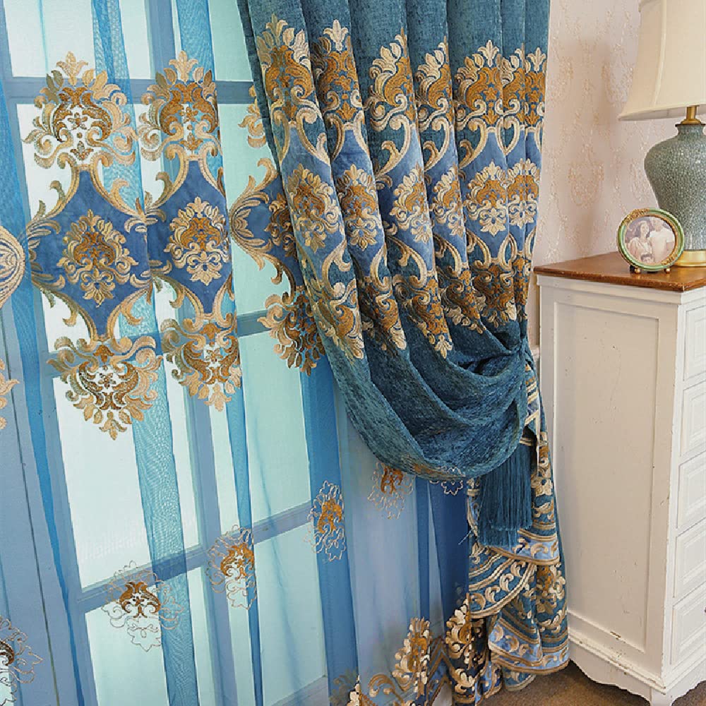 Luxury Embroidered Chenille Curtains with Pleats