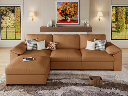 Faux Leather Modular Sectional Sofa for Large Spaces