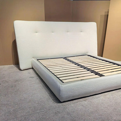 Genuine Leather Platform Bed with Wingback Headboard