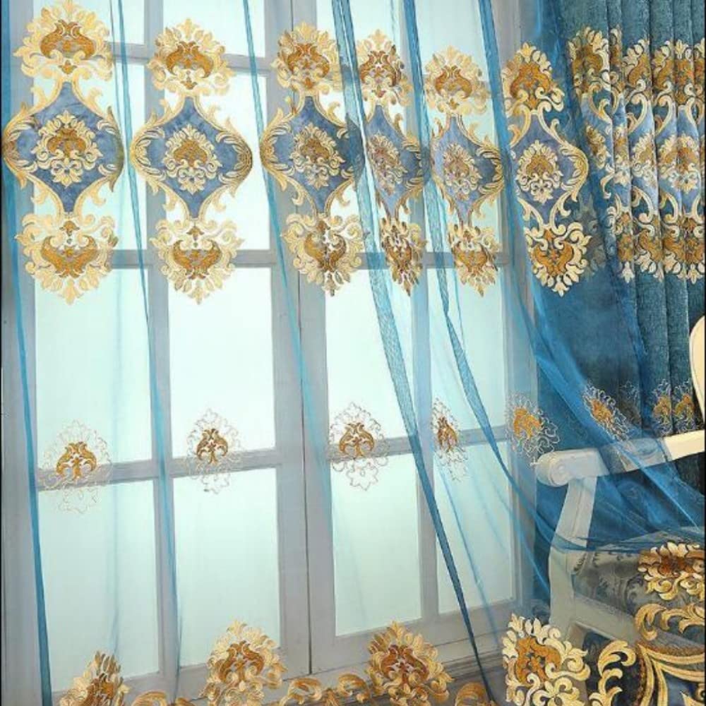 Luxury Embroidered Chenille Curtains with Pleats