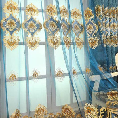 Luxury Embroidered Chenille Curtains with Pleats