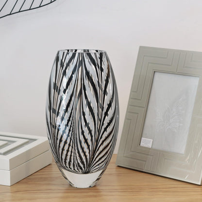 Feather Pattern Decorative Vase with Sculptural Form