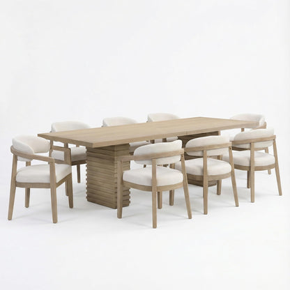 Modern Dining Table Set for 8 with Ash Wood Finish
