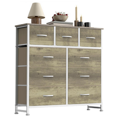 7-Drawer Fabric Dresser with Wood Top and Steel Frame