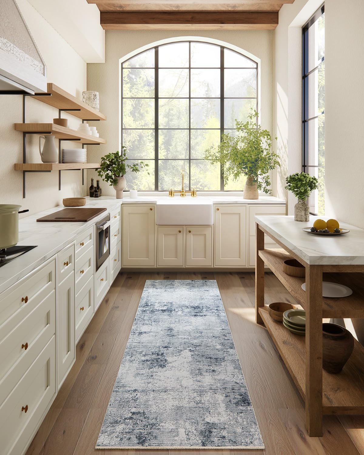 Washable Vintage Runner Rug with Non-Slip Backing