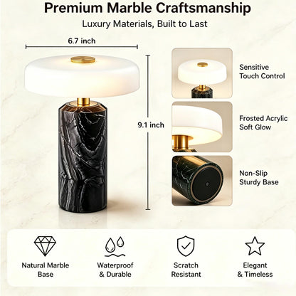 Marble Rechargeable Touch Table Lamp with Dimmer