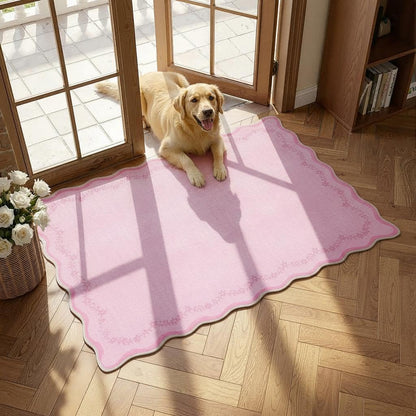 Scalloped Washable Area Rug with Non-Slip Backing