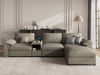 Faux Leather Modular Sectional Sofa for Large Spaces