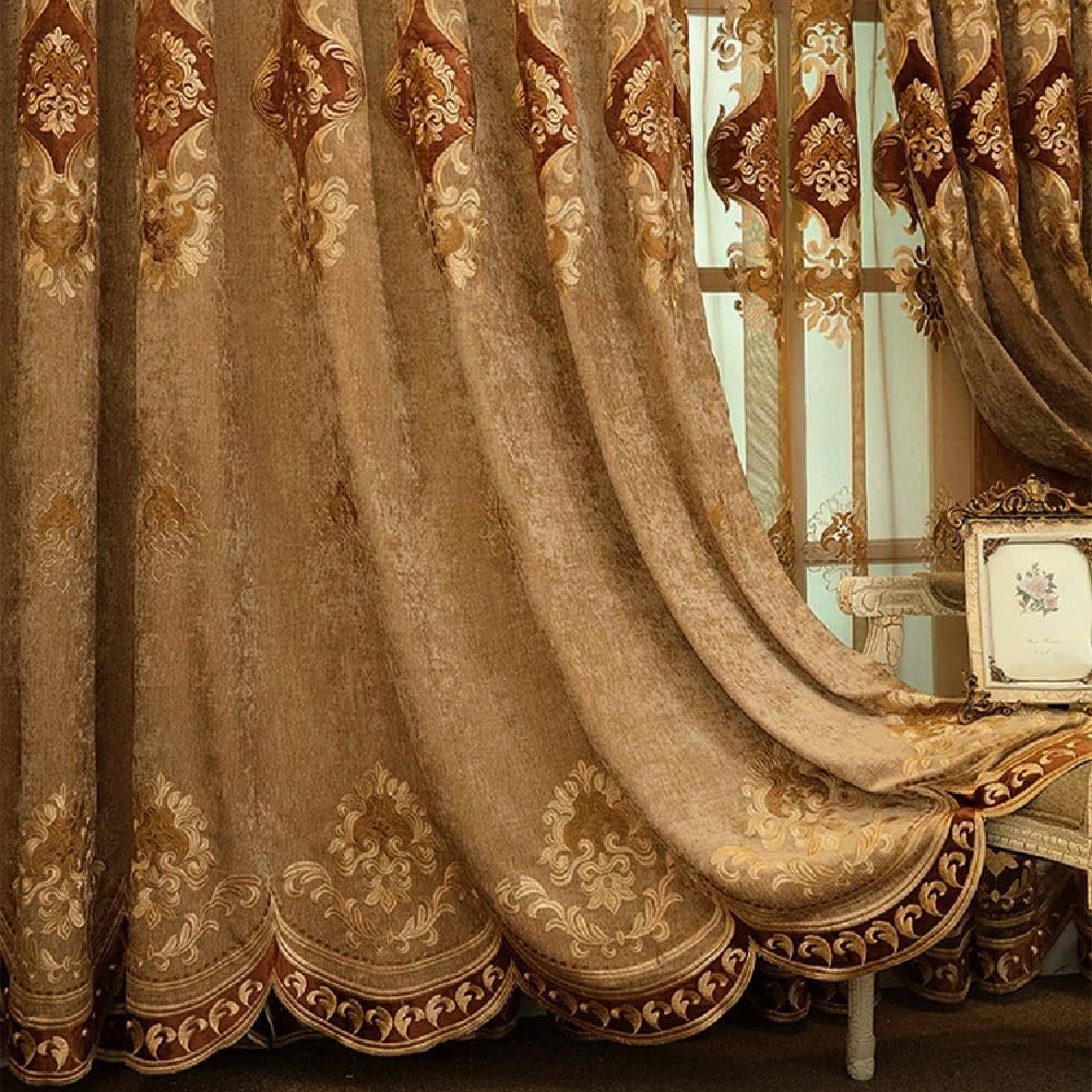 Luxury Embroidered Chenille Curtains with Pleats
