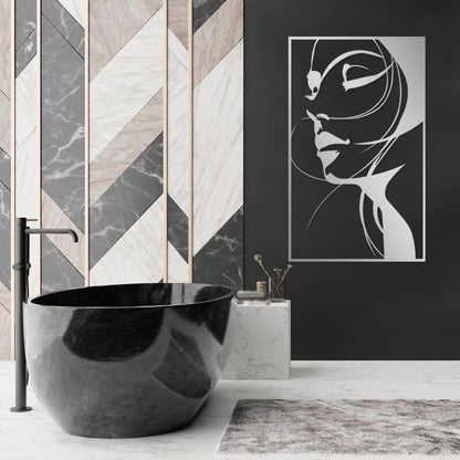 Abstract Woman Face Metal Wall Art in Gold