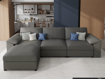 Faux Leather Modular Sectional Sofa for Large Spaces