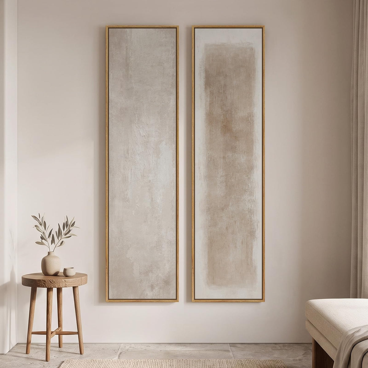 Vertical Abstract Framed Canvas Wall Art Set of 2
